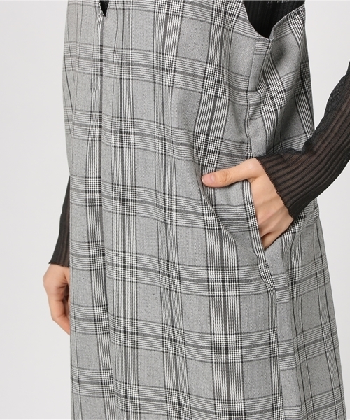 INTERPLANET（インタープラネット）の「グレンチェックオールインワン（ワンピース・レディース・ブラック/ブラウン・FREE）」の5枚目の写真