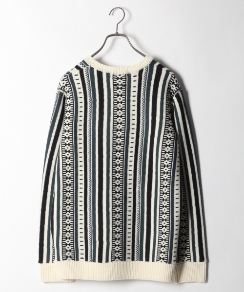 RAGEBLUE(レイジブルー)の「縦ジャガードニットクルー/774049(ニット/セーター・メンズ・ホワイト/グレー・LARGE/MEDIUM)」の3枚目の写真