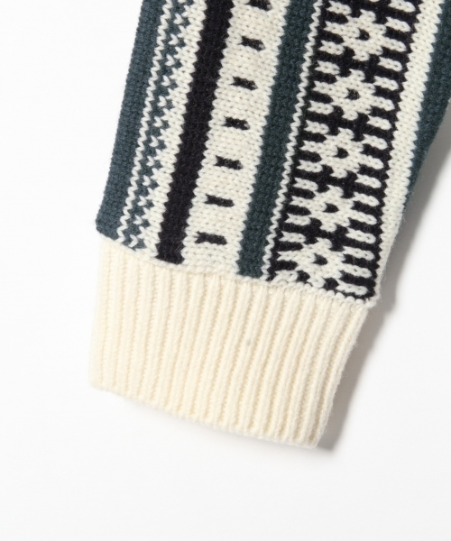 RAGEBLUE(レイジブルー)の「縦ジャガードニットクルー/774049(ニット/セーター・メンズ・ホワイト/グレー・LARGE/MEDIUM)」の6枚目の写真