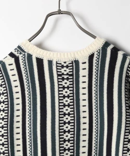 RAGEBLUE(レイジブルー)の「縦ジャガードニットクルー/774049(ニット/セーター・メンズ・ホワイト/グレー・LARGE/MEDIUM)」の8枚目の写真