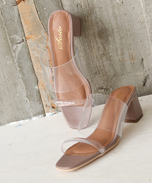 SESTO | 屈曲するアウトソールで足にフィット＆ふわふわ低反発インソール！PVC素材のチャンキーヒールミュールサンダル(サンダル)