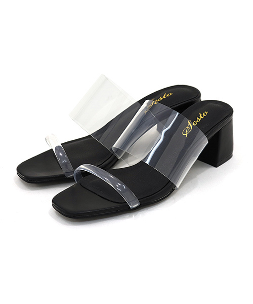 SESTO（セスト）の「PVC素材のチャンキーヒールミュールサンダル/クリアサンダル（サンダル・レディース・ホワイト/グレイッシュベージュ/ライトベージュ/ブラック/ゴールド・3L/L/M/S/LL）」の19枚目の写真