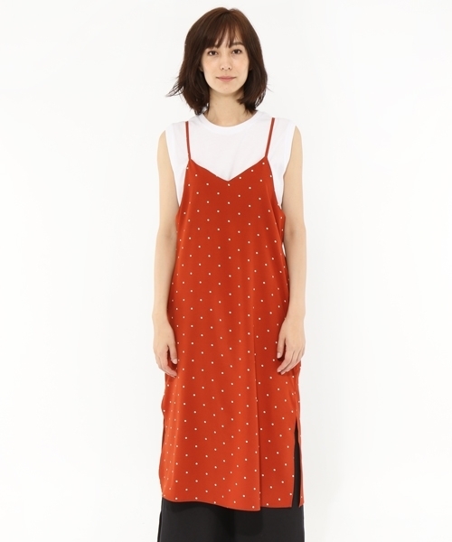 LAKOLE(ラコレ)の「ドット柄キャミソールワンピース / LAKOLE(ワンピース・レディース・ブラック/オレンジ・SMALL/MEDIUM)」の6枚目の写真