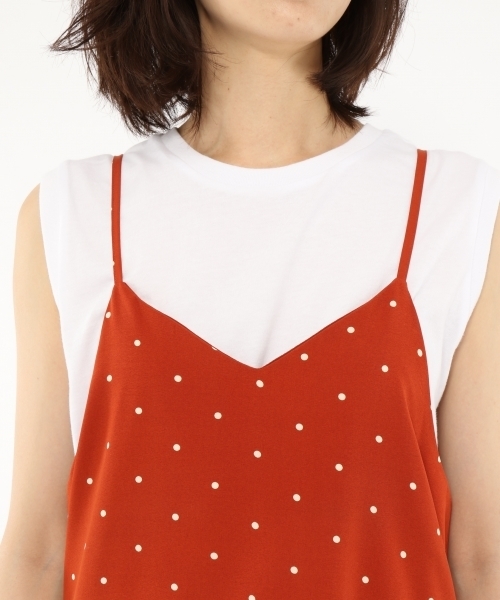 LAKOLE(ラコレ)の「ドット柄キャミソールワンピース / LAKOLE(ワンピース・レディース・ブラック/オレンジ・SMALL/MEDIUM)」の9枚目の写真