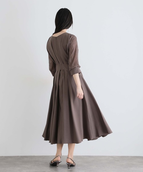 PourVous(プールヴー)の「結婚式 ワンピースドレス 袖あり と ロング タック デザイン 大きいサイズ フォーマル オケージョンドレス 20代 30代 40代 50代 お呼ばれ 二次会 成人式 同窓会 謝恩会(ドレス・レディース・ネイビー/グリーン/ピンク/グレー/グレイッシュブルー/ベージュ/ブラウン系その他・M/L/XL/XXL/4L/S)」の18枚目の写真