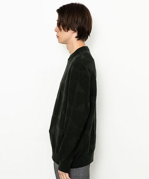 WRAPINKNOT（ラッピンノット）の「【WRAPINKNOT】STUDIOUS限定別注幾何学ミラノリブニット（ニット/セーター・メンズ・ネイビー/カーキ・2/3）」の6枚目の写真