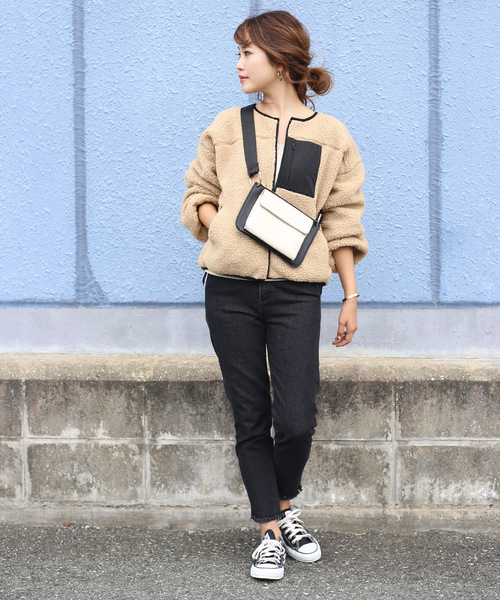 Bab Bou Jeloud（バブブージュルード）の「【WEB限定】ボアリバーシブルブルゾン（ブルゾン・レディース・アイボリー/ブラック/モカ/ベージュ・FREE）」の18枚目の写真