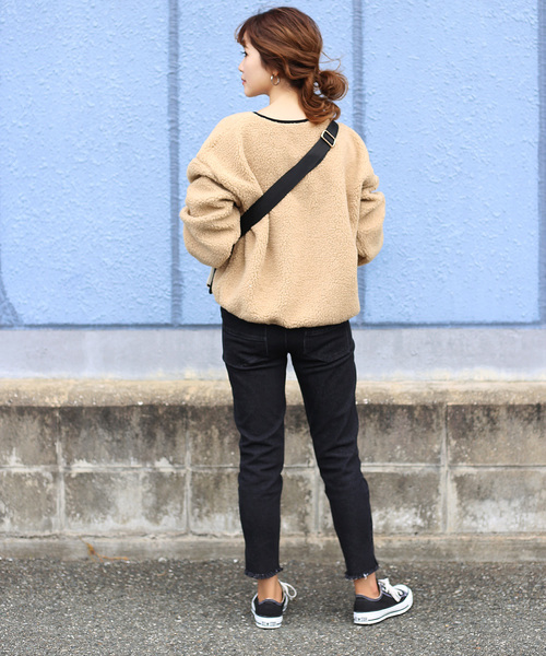 Bab Bou Jeloud（バブブージュルード）の「【WEB限定】ボアリバーシブルブルゾン（ブルゾン・レディース・アイボリー/ブラック/モカ/ベージュ・FREE）」の5枚目の写真