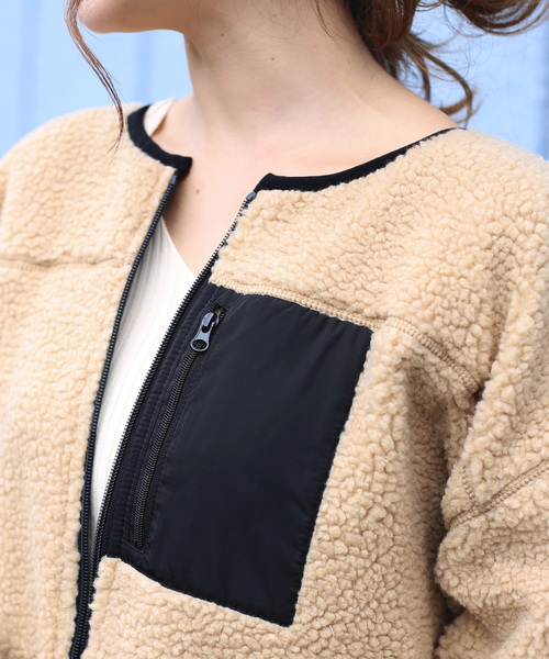 Bab Bou Jeloud（バブブージュルード）の「【WEB限定】ボアリバーシブルブルゾン（ブルゾン・レディース・アイボリー/ブラック/モカ/ベージュ・FREE）」の8枚目の写真
