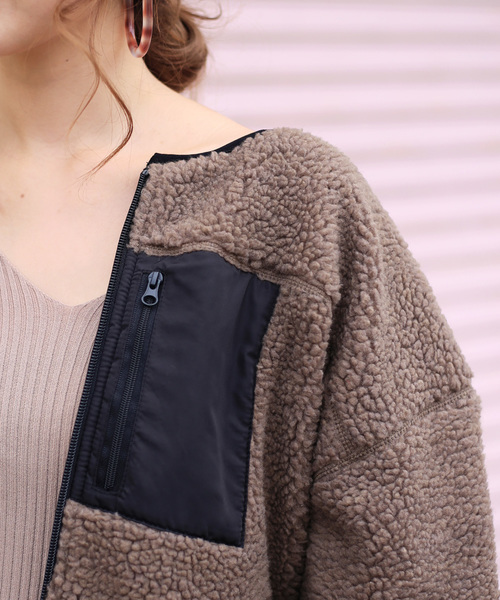 Bab Bou Jeloud（バブブージュルード）の「【WEB限定】ボアリバーシブルブルゾン（ブルゾン・レディース・アイボリー/ブラック/モカ/ベージュ・FREE）」の11枚目の写真