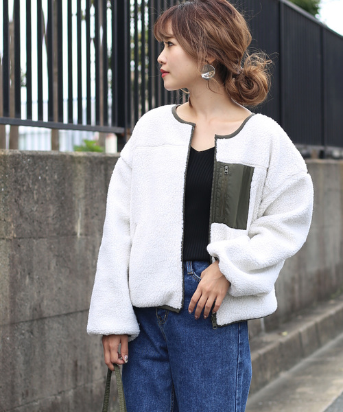 Bab Bou Jeloud（バブブージュルード）の「【WEB限定】ボアリバーシブルブルゾン（ブルゾン・レディース・アイボリー/ブラック/モカ/ベージュ・FREE）」の9枚目の写真