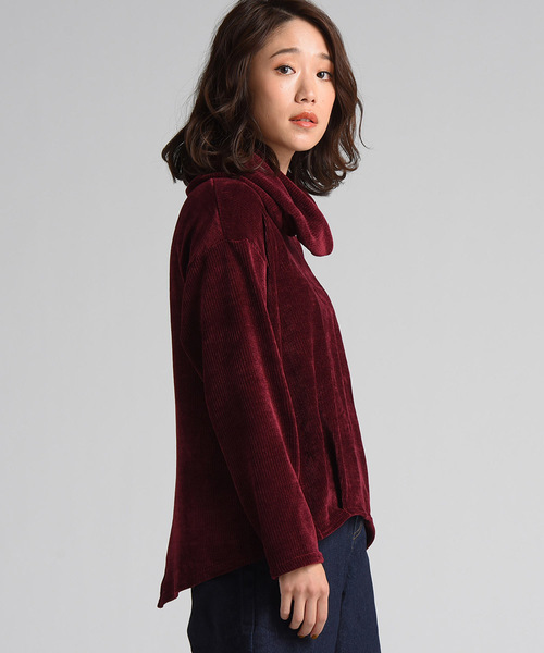 LIPSTAR（リップスター）の「モールハイネックカットソー（Tシャツ/カットソー・レディース・ベージュ/ネイビー/グリーン/ボルドー・M）」の4枚目の写真