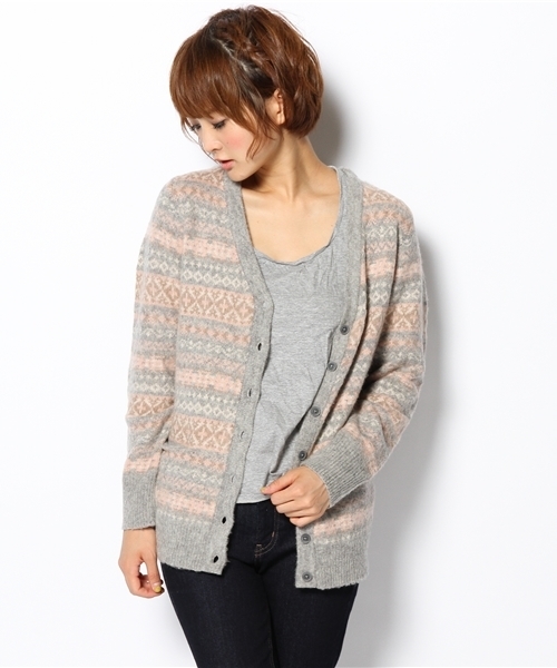 laule'a sunny side store(ラウレアサニーサイドストア)の「【Slic*Slic】ジャガードニットカーディガン(カーディガン/ボレロ・レディース・チャコールグレー/アイボリー・FREE)」の6枚目の写真