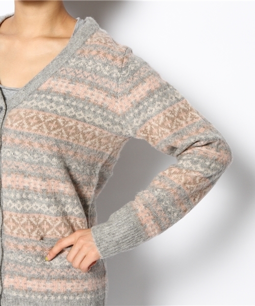 laule'a sunny side store(ラウレアサニーサイドストア)の「【Slic*Slic】ジャガードニットカーディガン(カーディガン/ボレロ・レディース・チャコールグレー/アイボリー・FREE)」の8枚目の写真