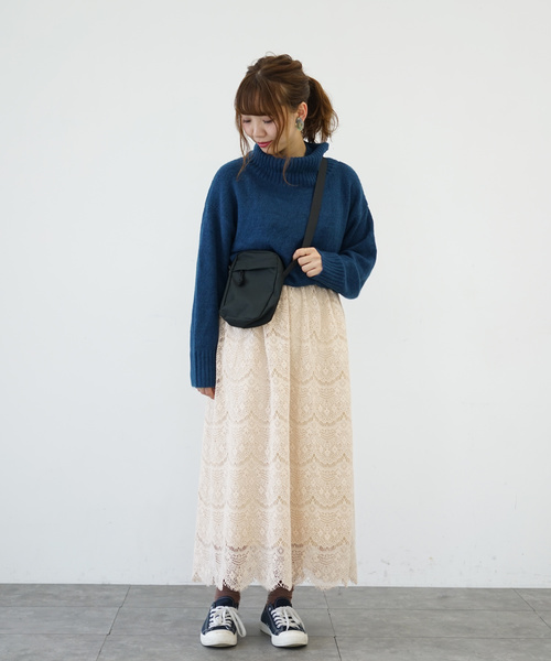 earth music&ecology（アースミュージックアンドエコロジー）の「・フワフワタートルネックニットプルオーバー ●＊（ニット/セーター・レディース・ブラック/ネイビー/アイボリー/ダークパープル/杢グレー/ブルーグリーン・FREE）」の11枚目の写真