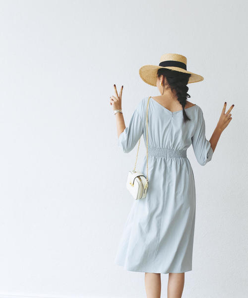 Emmel Refines エメルリファインズ の Emmel Refines ハンドウォッシャブル Fc H W 無地 ウエストタックワンピース ワンピース Wear