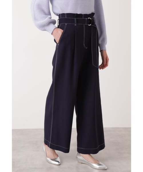 NATURAL BEAUTY BASIC（ナチュラルビューティーベーシック）の「配色ステッチワイドパンツ（その他パンツ・レディース・ネイビー/キャメル・SMALL/MEDIUM）」の2枚目の写真