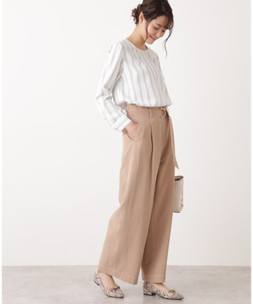 NATURAL BEAUTY BASIC（ナチュラルビューティーベーシック）の「配色ステッチワイドパンツ（その他パンツ・レディース・ネイビー/キャメル・SMALL/MEDIUM）」の17枚目の写真