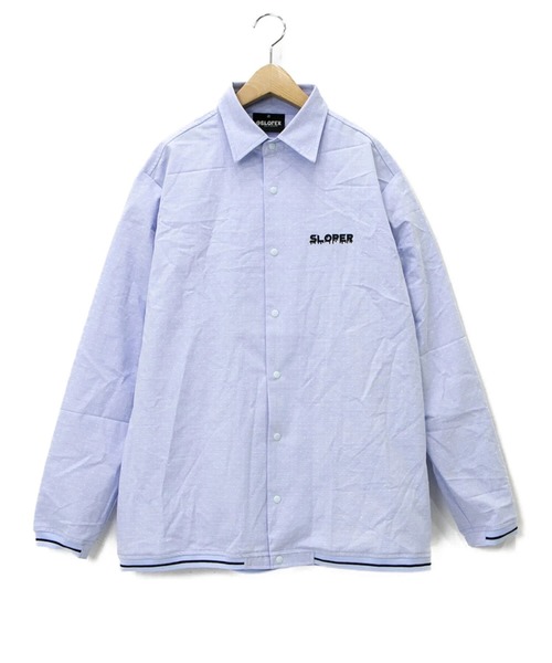 go slow caravan(ゴースローキャラバン)の「SLOPER-ストレッチオックスドットリブラインコーチシャツ(M1)(テーラードジャケット)」|ブルー