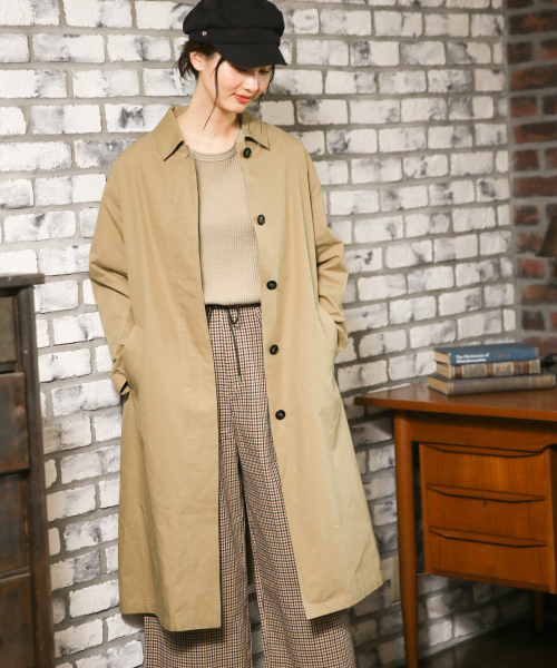 GLOBAL WORK(グローバルワーク)の「ステンカラーロングコート /830037(ステンカラーコート・レディース・ベージュ/カーキ・FREE)」の2枚目の写真