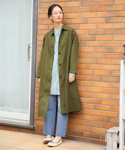 GLOBAL WORK(グローバルワーク)の「ステンカラーロングコート /830037(ステンカラーコート・レディース・ベージュ/カーキ・FREE)」の4枚目の写真