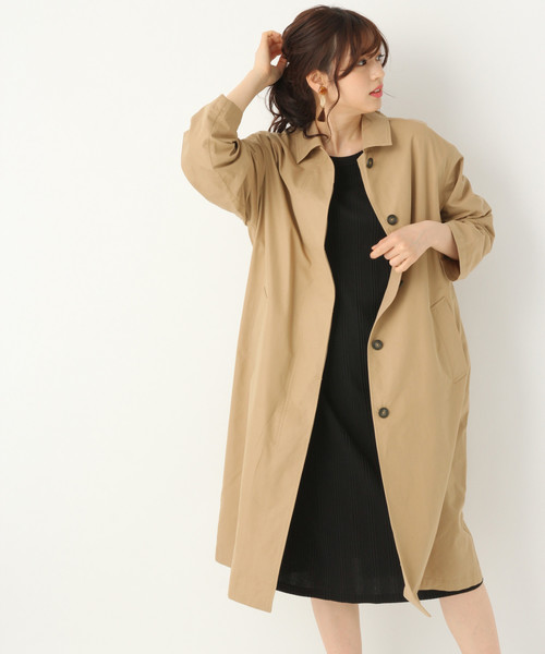 GLOBAL WORK(グローバルワーク)の「ステンカラーロングコート /830037(ステンカラーコート・レディース・ベージュ/カーキ・FREE)」の10枚目の写真