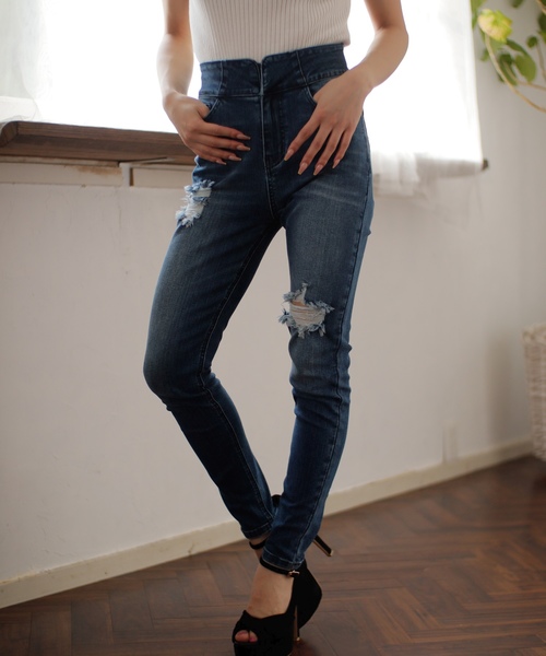 LIPSERVICE（リップサービス）の「バックリボンDenim　パンツ（その他パンツ・レディース・ブルー系その他/ブルー系その他2/ブラック・XS/S/M）」の4枚目の写真