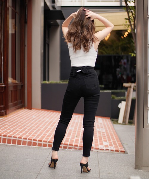 LIPSERVICE（リップサービス）の「バックリボンDenim　パンツ（その他パンツ・レディース・ブルー系その他/ブルー系その他2/ブラック・XS/S/M）」の8枚目の写真