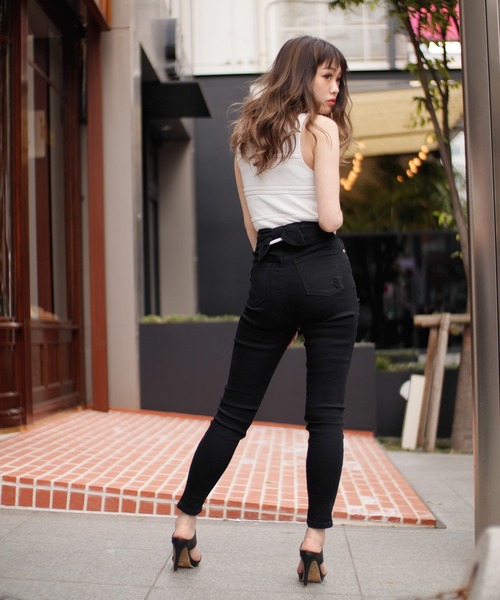 LIPSERVICE（リップサービス）の「バックリボンDenim　パンツ（その他パンツ・レディース・ブルー系その他/ブルー系その他2/ブラック・XS/S/M）」の7枚目の写真