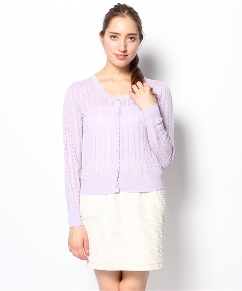 INGNI(イング)の「パターンメッシュカーディガン-2014SS-(カーディガン/ボレロ・レディース・オフホワイト/サックスブルー/ネイビー/イエロー/ピンク/ラベンダー/レッド・MEDIUM)」の5枚目の写真
