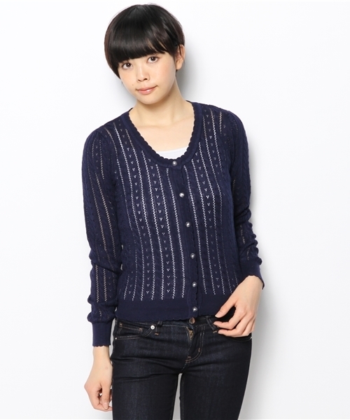 INGNI(イング)の「パターンメッシュカーディガン-2014SS-(カーディガン/ボレロ・レディース・オフホワイト/サックスブルー/ネイビー/イエロー/ピンク/ラベンダー/レッド・MEDIUM)」の3枚目の写真