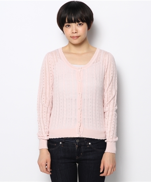 INGNI(イング)の「パターンメッシュカーディガン-2014SS-(カーディガン/ボレロ・レディース・オフホワイト/サックスブルー/ネイビー/イエロー/ピンク/ラベンダー/レッド・MEDIUM)」の8枚目の写真
