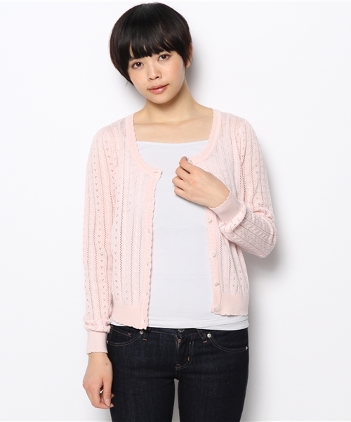 INGNI(イング)の「パターンメッシュカーディガン-2014SS-(カーディガン/ボレロ・レディース・オフホワイト/サックスブルー/ネイビー/イエロー/ピンク/ラベンダー/レッド・MEDIUM)」の11枚目の写真