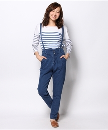 WEGO | WEGO/サスペンダー付きハイウエストタックパンツ(デニムパンツ)