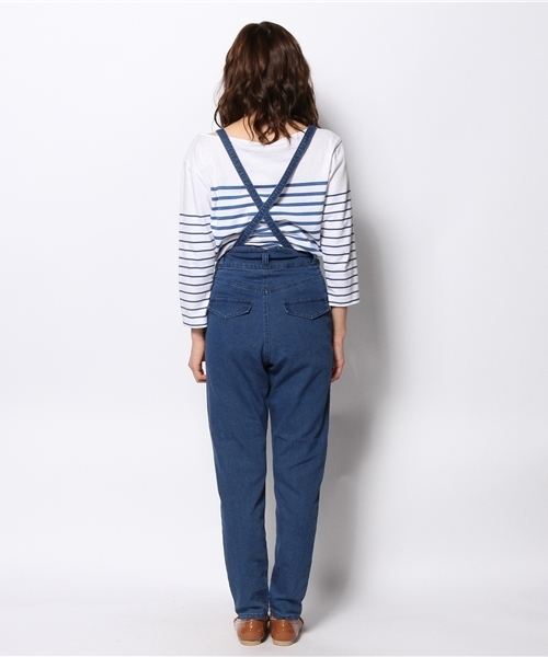 WEGO(ウィゴー)の「WEGO/サスペンダー付きハイウエストタックパンツ(デニムパンツ・レディース・ホワイト/ブルー/サックスブルー・LARGE/MEDIUM)」の11枚目の写真