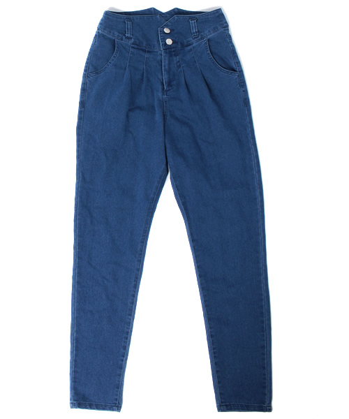 WEGO(ウィゴー)の「WEGO/サスペンダー付きハイウエストタックパンツ(デニムパンツ・レディース・ホワイト/ブルー/サックスブルー・LARGE/MEDIUM)」の13枚目の写真