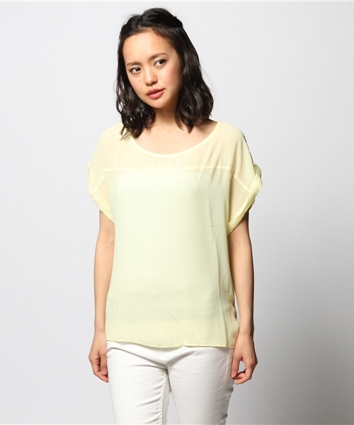 ROSE BUD（ローズバッド）の「LBL-14149 SEETHROUGH-T（シャツ/ブラウス・レディース・ホワイト/イエロー/ミント/ブルー/ブラック・ONE SIZE）」の5枚目の写真