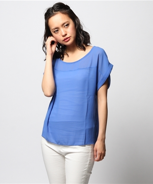 ROSE BUD（ローズバッド）の「LBL-14149 SEETHROUGH-T（シャツ/ブラウス・レディース・ホワイト/イエロー/ミント/ブルー/ブラック・ONE SIZE）」の4枚目の写真