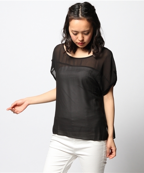 ROSE BUD（ローズバッド）の「LBL-14149 SEETHROUGH-T（シャツ/ブラウス・レディース・ホワイト/イエロー/ミント/ブルー/ブラック・ONE SIZE）」の3枚目の写真