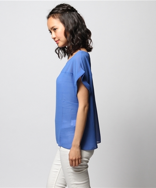 ROSE BUD（ローズバッド）の「LBL-14149 SEETHROUGH-T（シャツ/ブラウス・レディース・ホワイト/イエロー/ミント/ブルー/ブラック・ONE SIZE）」の6枚目の写真