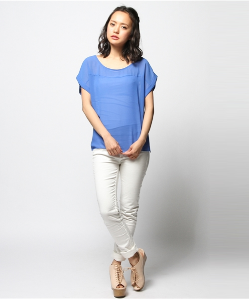 ROSE BUD（ローズバッド）の「LBL-14149 SEETHROUGH-T（シャツ/ブラウス・レディース・ホワイト/イエロー/ミント/ブルー/ブラック・ONE SIZE）」の12枚目の写真