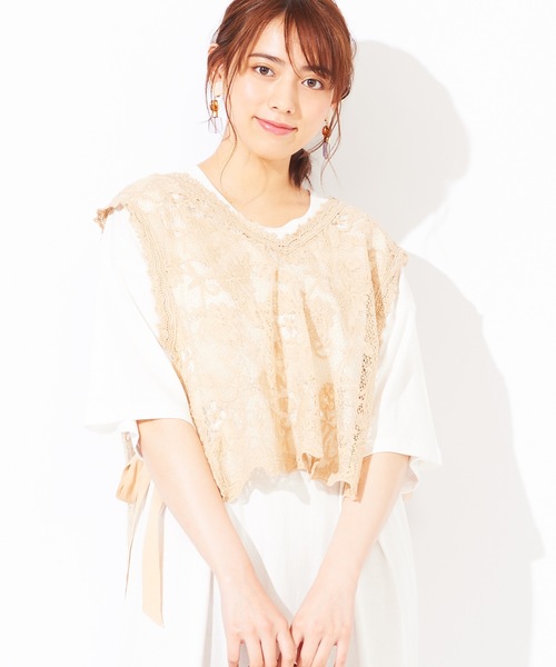 WEGO（ウィゴー）の「WEGO/リボンレースベスト（ベスト・レディース・ブラック/ベージュ・FREE）」の2枚目の写真