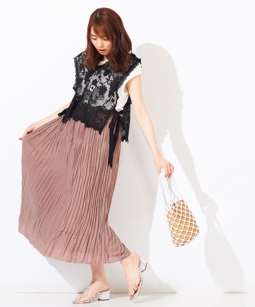 WEGO（ウィゴー）の「WEGO/リボンレースベスト（ベスト・レディース・ブラック/ベージュ・FREE）」の6枚目の写真