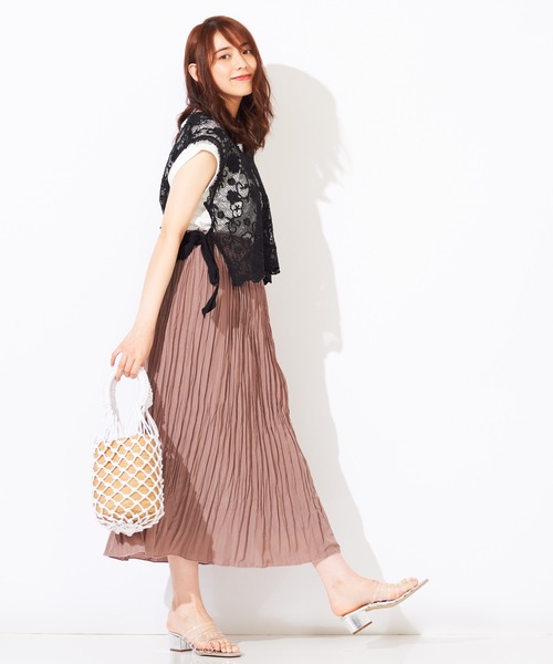 WEGO（ウィゴー）の「WEGO/リボンレースベスト（ベスト・レディース・ブラック/ベージュ・FREE）」の7枚目の写真