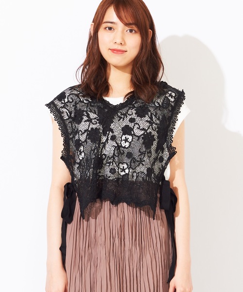 WEGO（ウィゴー）の「WEGO/リボンレースベスト（ベスト・レディース・ブラック/ベージュ・FREE）」の9枚目の写真