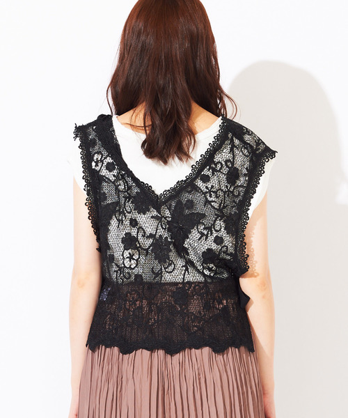WEGO（ウィゴー）の「WEGO/リボンレースベスト（ベスト・レディース・ブラック/ベージュ・FREE）」の11枚目の写真