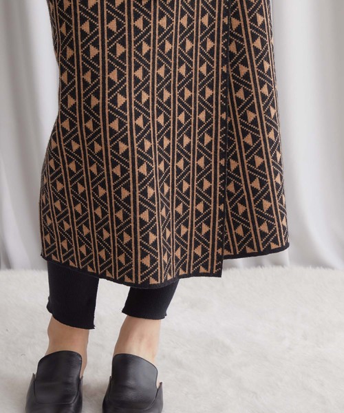 ⭐︎美品⭐︎TAN(タン) モザイクパターンスカート/ 20AW-16-B ハウ（モレ）ロングスカート フリンジスカート HAU ハウ タヒチアン