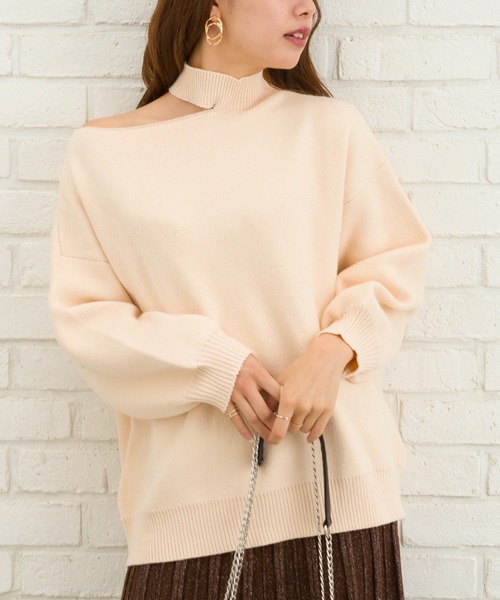 SpRay（スプレイ）の「肩あきニット（ニット/セーター・レディース・ブラック/ベージュ/ブラウン/グレー・FREE）」の4枚目の写真