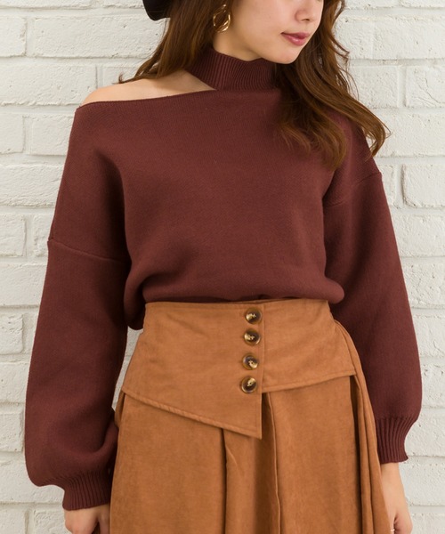 SpRay（スプレイ）の「肩あきニット（ニット/セーター・レディース・ブラック/ベージュ/ブラウン/グレー・FREE）」の3枚目の写真