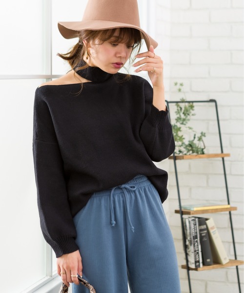 SpRay（スプレイ）の「肩あきニット（ニット/セーター・レディース・ブラック/ベージュ/ブラウン/グレー・FREE）」の5枚目の写真